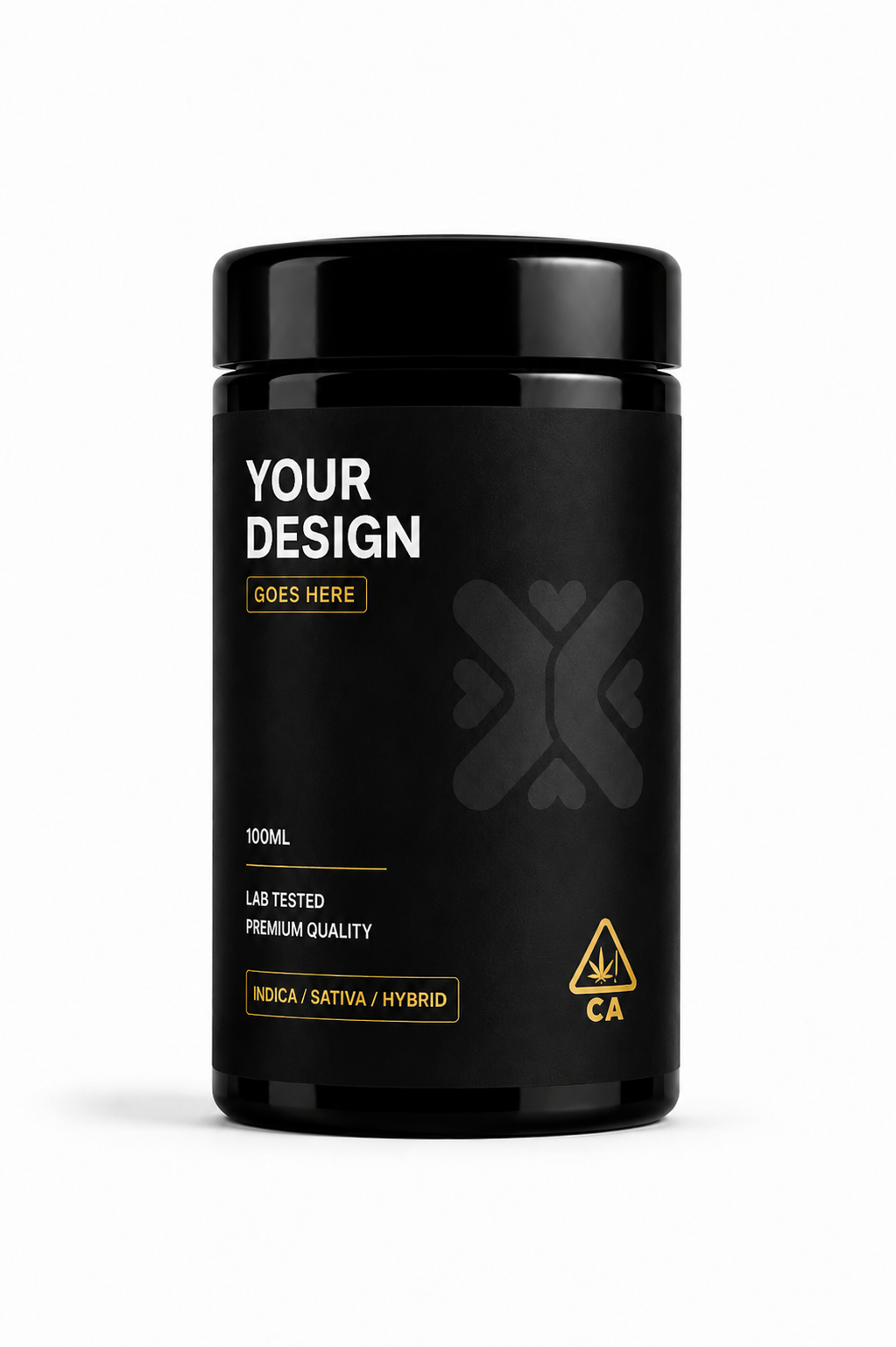 Custom 100ml Tall UV Black Glass Jar