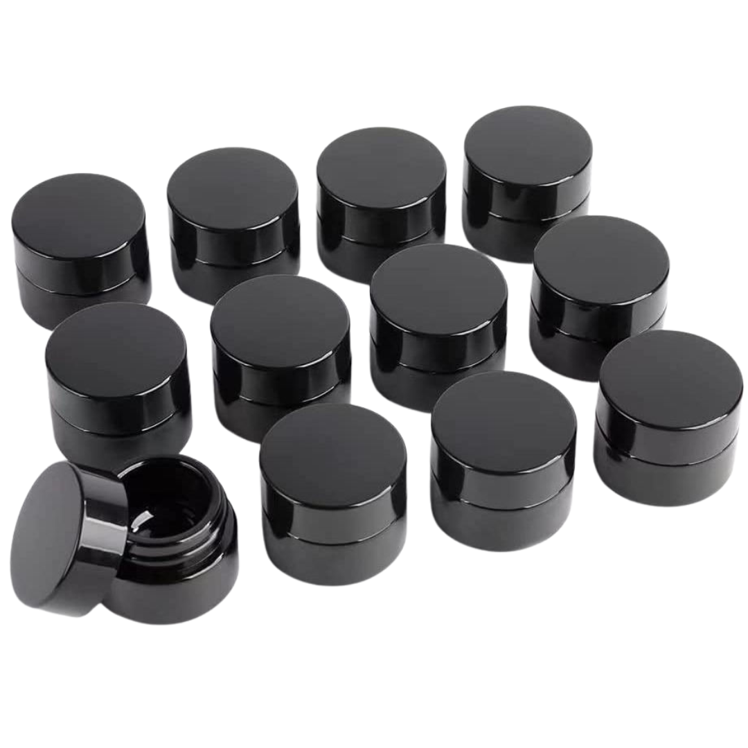 100x CannaPack 5g Thick Black UV Protection Small Glass Jars 5ml Concentrate