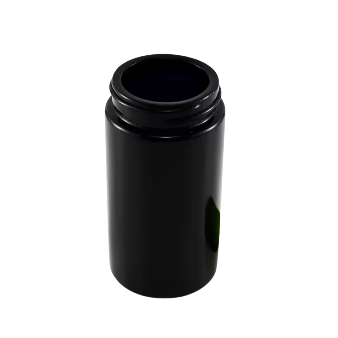 50x CannaPack Round Black UV Violet Glass Jars 100ml 7g