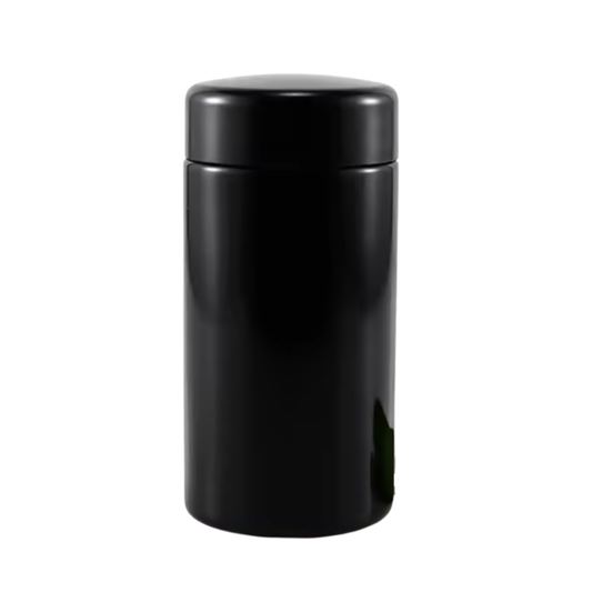 50x CannaPack Round Black UV Violet Glass Jars 100ml 7g