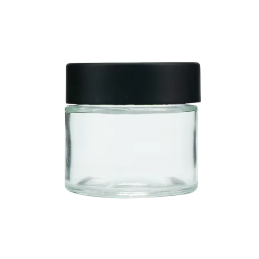 50x CannaPack 60ML 3.5g Clear Glass Jars with Magnifying Lid