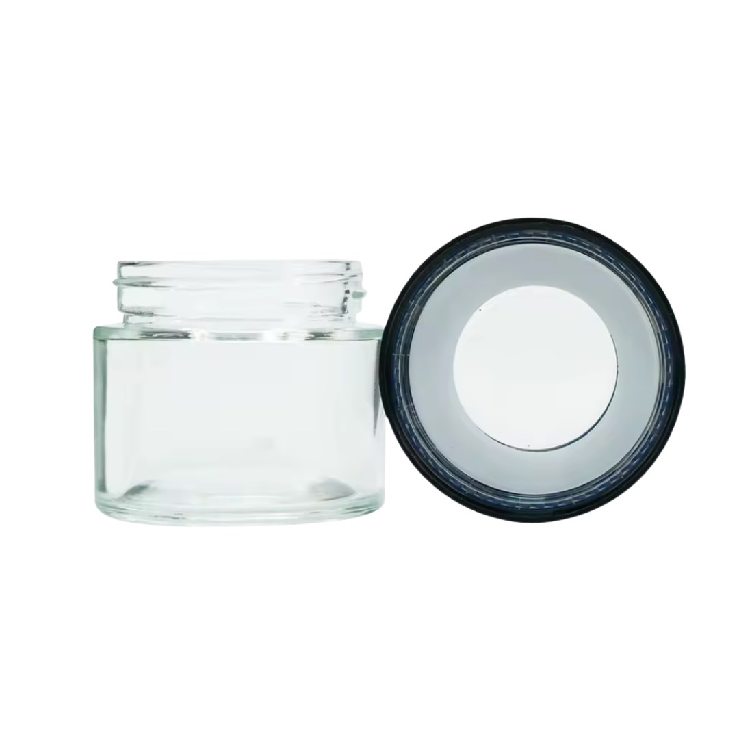50x CannaPack 60ML 3.5g Clear Glass Jars with Magnifying Lid