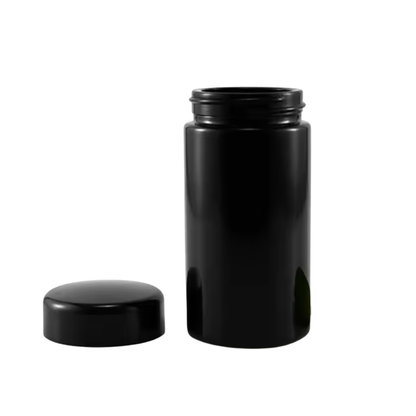 50x CannaPack Round Black UV Violet Glass Jars 100ml 7g