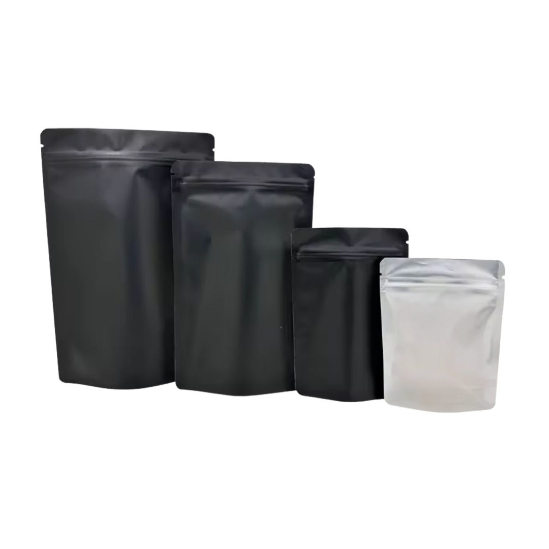 100x CannaPack 7g Black Mylar Resealable Mylar Bag