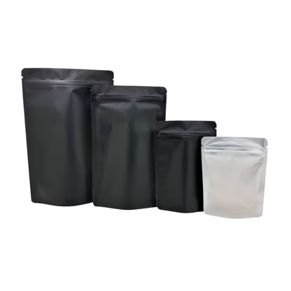 100x CannaPack 7g Black Mylar Resealable Mylar Bag